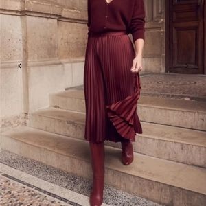 SEZANE SKIRT Dino Skirt pleated Burgundy